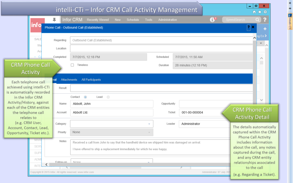Call Activity Management in Infor CRM